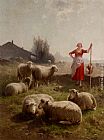 Cornelis van Leemputten A Shepherdess And Her Flock painting
